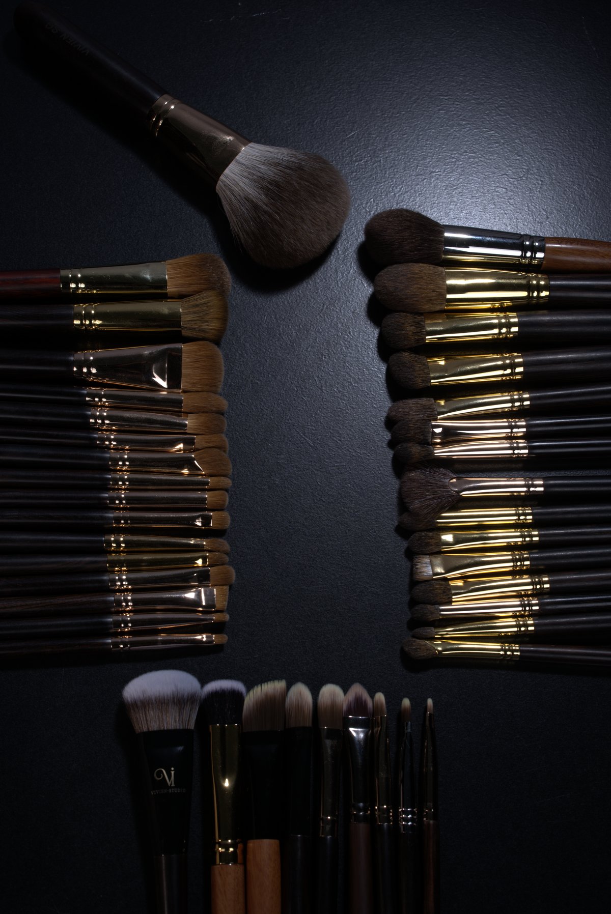 Vivien selecting premium bristles at factory